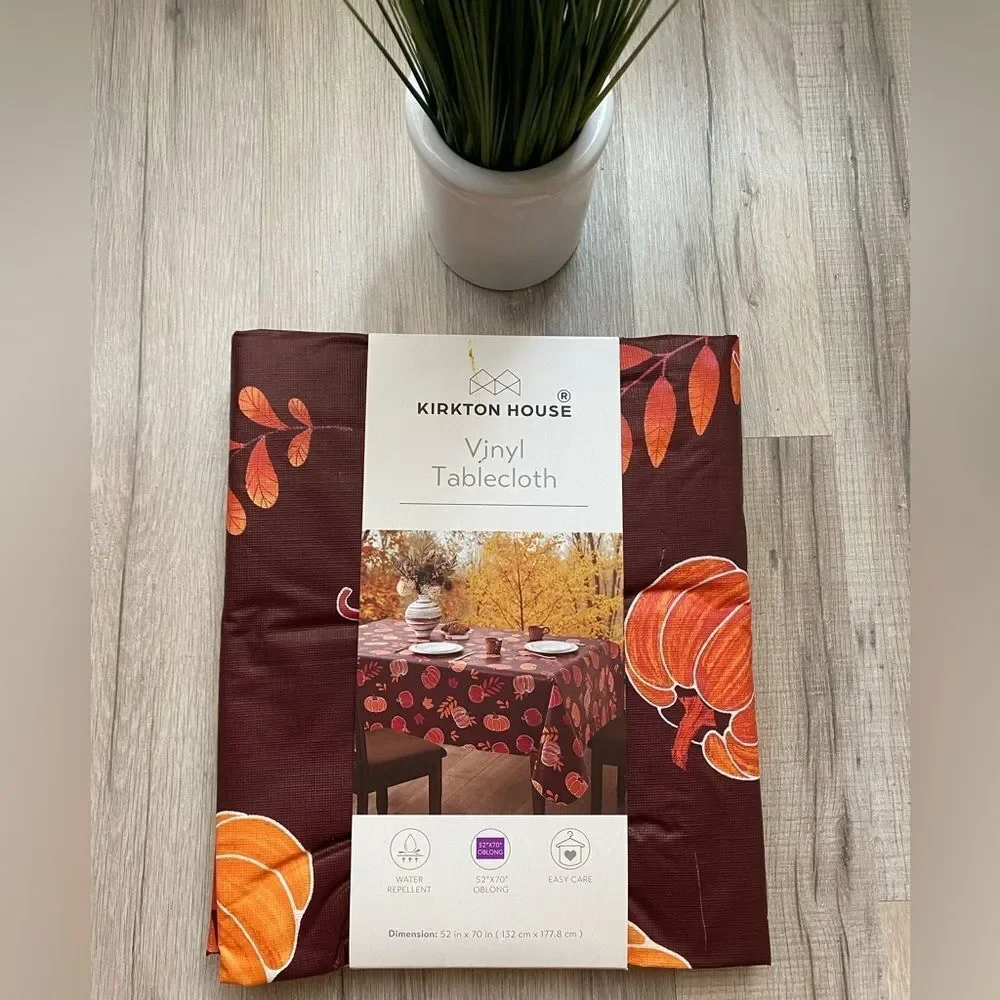 Kirkton House Vinyl 50x70” Oblong Tablecloth with Autumn Design